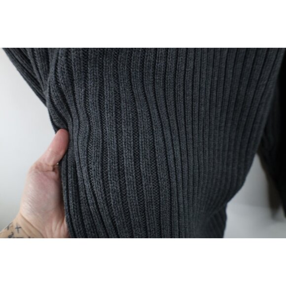 Vintage 90s Eddie Bauer Mens 3XLT Faded Heavy Cotton Ribbed Knit Sweater Gray - Picture 7 of 10